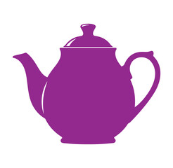 Obraz premium Purple teapot with lid and handle isolated on white background