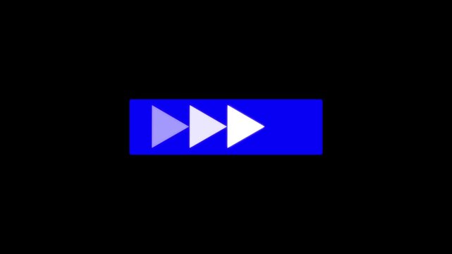 Modern fast forward symbol with grid four colorful triangle arrow icon UI design element. Concept of speed, playback, digital interface, streaming, technology and video navigation on black background.