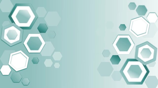 Abstract background with hexagonal 3d shapes clustered at left and right edges animation