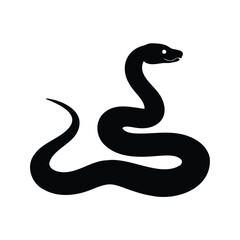 Fototapeta premium python silhouette vector illustration, Striking cobra snake silhouette with raised hood in bold black and white vector illustration design