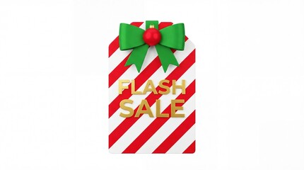 Fototapeta premium Festive Flash Sale Gift Box with Red and White Stripes.