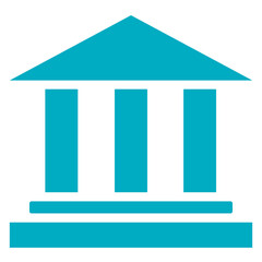 Cyan, Aqua Bank Building Silhouette Representing Financial Institution and Government Authority Concept Isolated on Transparent PNG