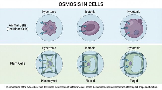 Osmosis in Cells: Animal and Plant Cell Behavior in Different Solutions.