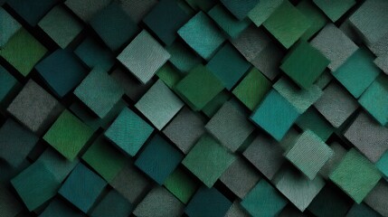 Fototapeta premium Abstract geometric pattern of 3 d cubes in various shades of green and gray