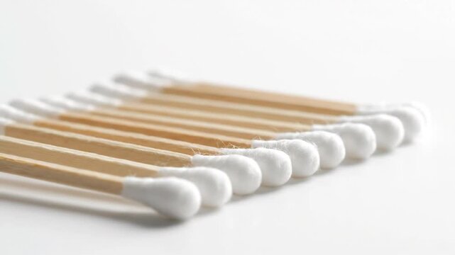 Cotton swabs on white background.