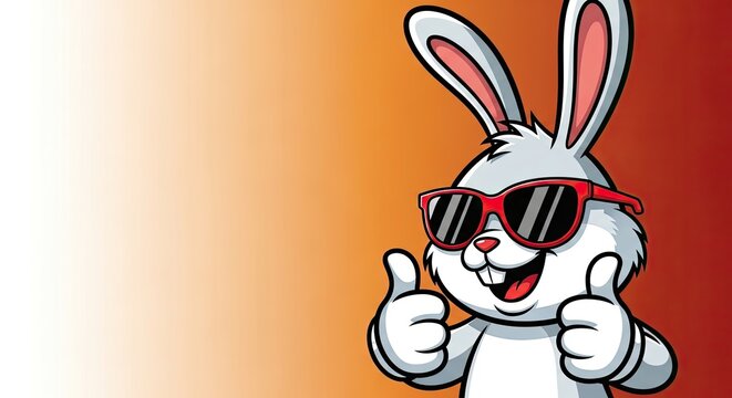 A cartoon rabbit wearing sunglasses and giving thumbs up