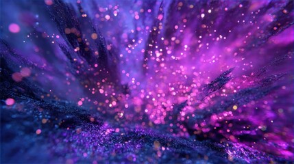 Fototapeta premium Abstract digital art of glowing particles in purple and blue color scheme
