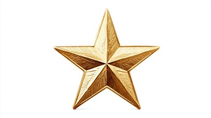 Obraz premium Shiny golden star award with textured surface on a clean white background