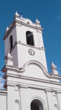 Vertical of Buenos Aires Cabildo historic clock tower european colonial architecture mobile view