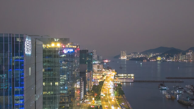 Kwun Tong Bypass Night Urban Highway Hong Kong Feb 8 2026