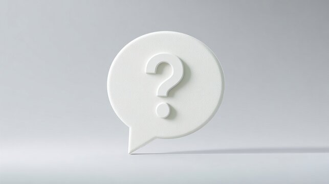confusion. A question mark in a speech bubble with clean modern design on a minimalist background. pitch deck slides, case study pages, designed for brand storytelling and e-commerce strategy.