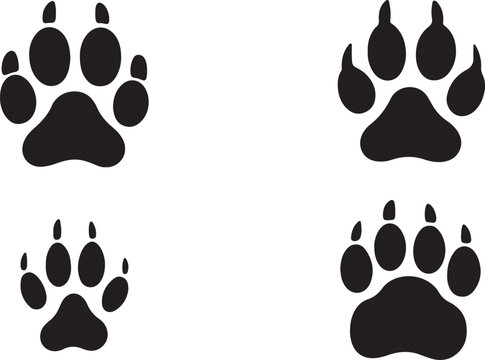 Different animal paw print vector illustration