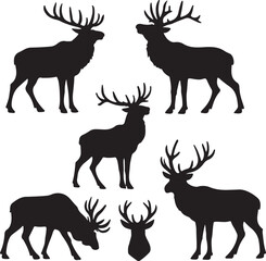 Variant style of elk silhouette vector illustration © Amina