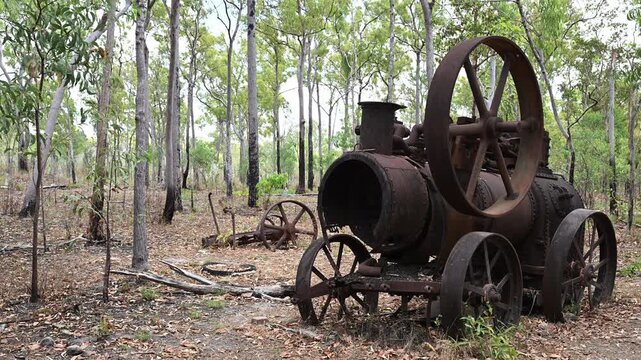 Old abandoned machines left behind in rainforest, Queensland