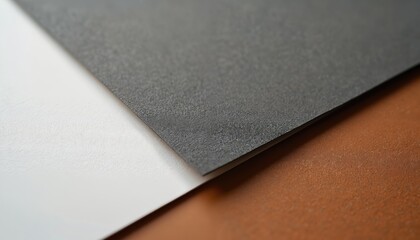 Fototapeta premium Textured sheets of paper in neutral grey white and brown colors layered. Matte surfaces create visual depth for creative projects. Perfect for design or craft backgrounds.