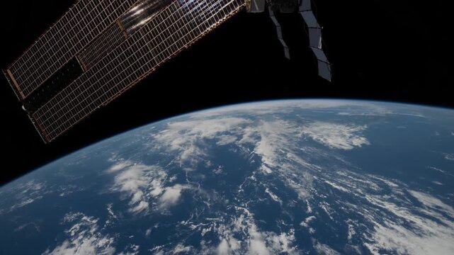 Peaceful Day Earth from ISS with Solar Array. Source material provided by NASA.