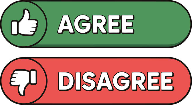 Agree and disagree buttons in green and red colors
