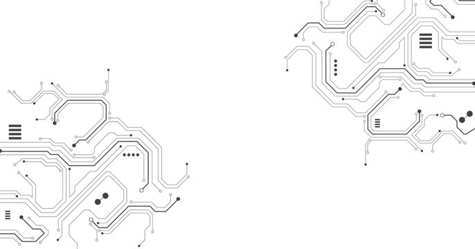 Concept of Technology circuit black diagram. High-tech circuit board connection system.Vector abstract technology on a white background.