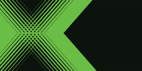 Dynamic Green X-Shaped Abstract Design on Dark Background.