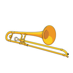 Obraz premium Cartoon illustration of a trombone musical instrument against white background