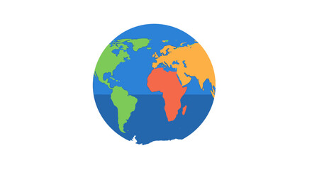 Colorful globe illustration depicting continents against a white background
