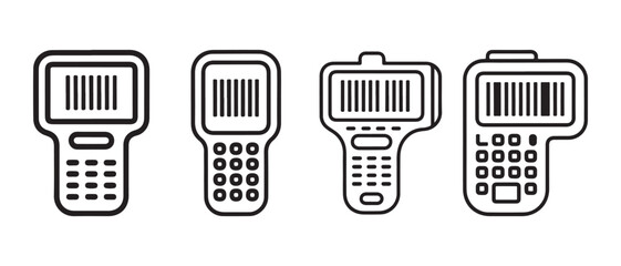 Barcode Scanners Collection. Various Handheld Devices for Data Capture & Inventory Management, Vector Icons. © CreatetiveDesignX