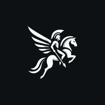 Spartan On Winged Horse Logo