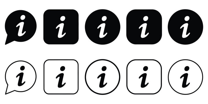 Information, icon set featuring info button, info symbol in flat and line styles, info point icons in black, help logo, simple information icon collection, modern flat vector