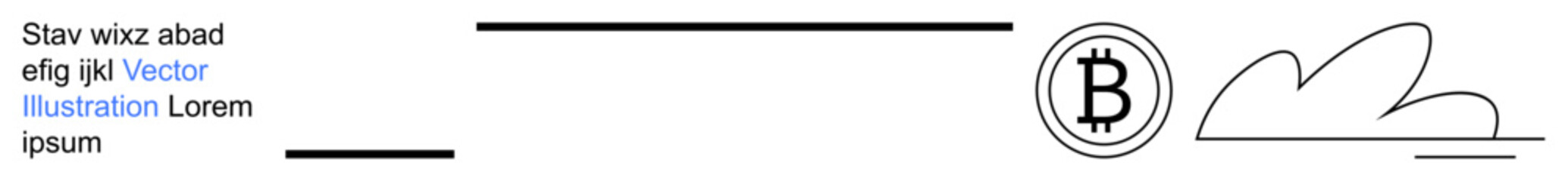 Cryptocurrency, blockchain technology, financial transactions, digital economy, fintech, innovation. Bitcoin icon with abstract cloud and lines. Cryptocurrency and blockchain technology concept