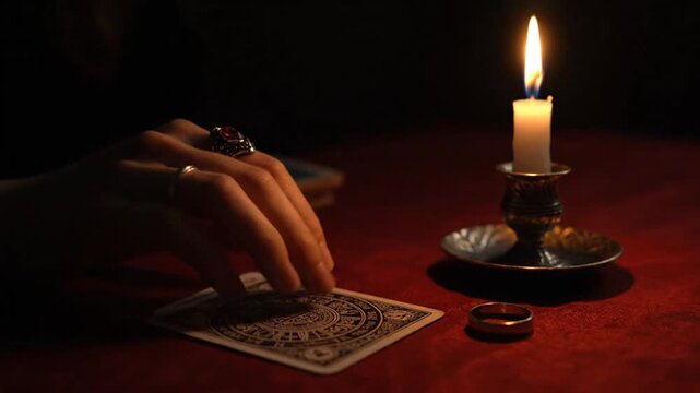Fortune tellers hand  candle.
