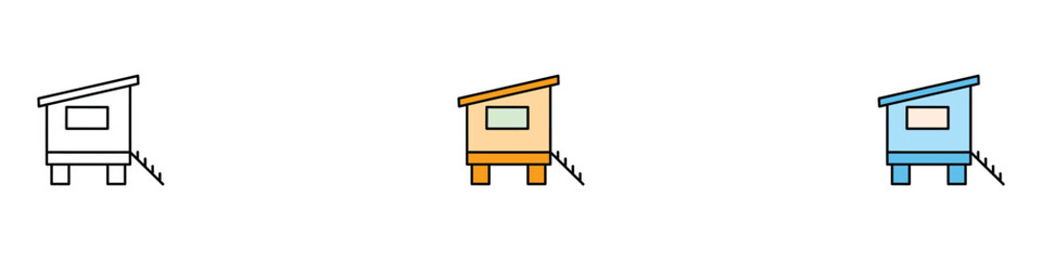 Chicken house icon set. Coastal safety and hen home symbol. Vector Illustration. © Graphinest