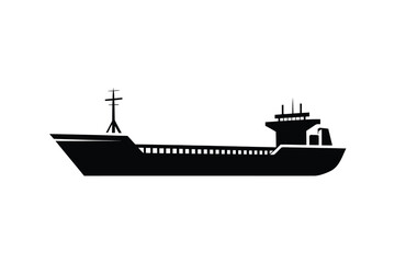 Black and white cargo ship vessel
