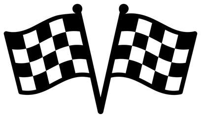 Fototapeta premium Checkered Flag Icon Crossed Racing Flags Symbol for Motorsport