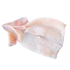 新鮮なイカの開き 切り抜き素材 透過背景 (Freshly opened squid fillet isolated on transparent background)