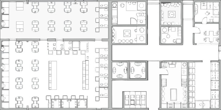 Architectural floor plan of a restaurant or commercial kitchen space