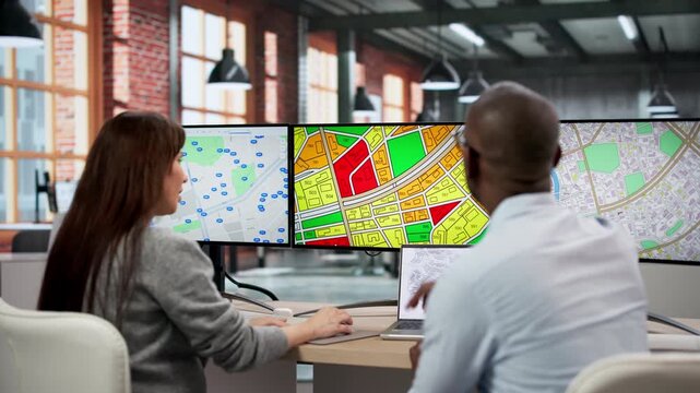GIS Analysts Using Computer