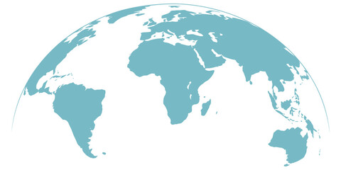 Curved World Map Silhouette Vector Featuring Half Globe of Blue Planet Earth for Global Business Geography Infographics International Communication Travel Data Visualization Illustration Design
