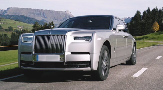 Rolls-Royce Spectre, luxury limousine, expensive lifestyle. car driving on highway