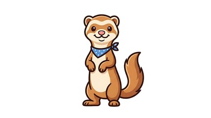 Fototapeta premium Cartoon Ferret Standing on Hind Legs.