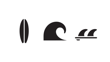 Fototapeta premium Surfboard Wave And Surfing Icons For Ocean Sports Concepts