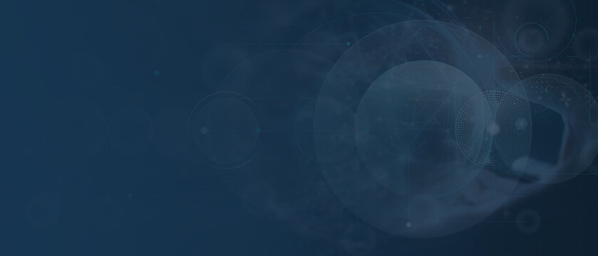 Dark Blue Futuristic Technology Background with Digital Circles