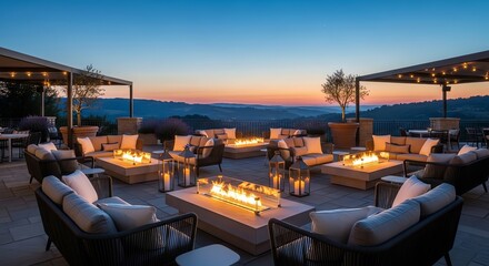 Luxury Sunset Patio with Fire Pits and Mountain Views