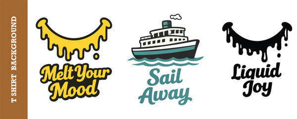 Creative and colorful tshirt design collection featuring playful typography and cheerful graphics for travel and happiness themes © jubayer95