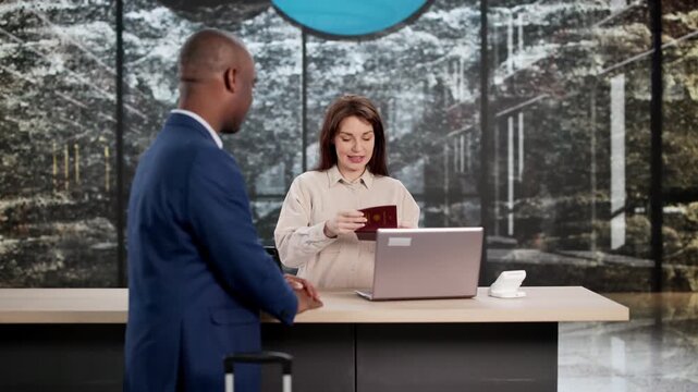 Tourist Checking In To Hotel