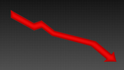 Red downward trending arrow graph symbolizing financial recession