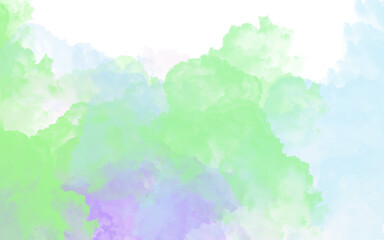 Soft watercolor clouds in pastel green, blue, and purple hues vector illustration