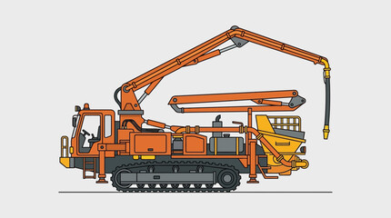 Obraz premium Construction vehicle with articulated boom arm and concrete pump
