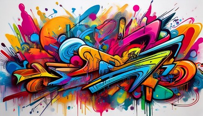 Naklejka premium colorful graffiti on a white background with numerous vibrant tags and symbols street art background texture