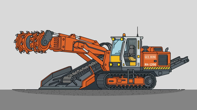 Heavy-duty trencher machine with rotating cutters and conveyor belt