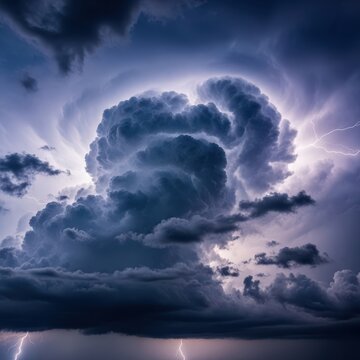 Dark, heavy clouds fill the sky, signaling an imminent severe rainstorm. A dramatic and powerful natural weather background ready for design use, background, cloudy, squall